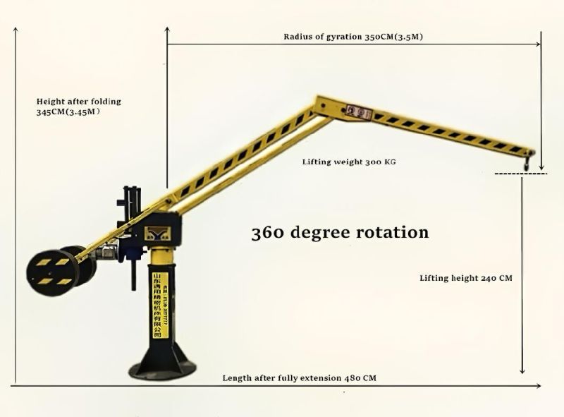 300kg 500kg 800kg Mobile Portable Wall Mounted Jib Crane with Base