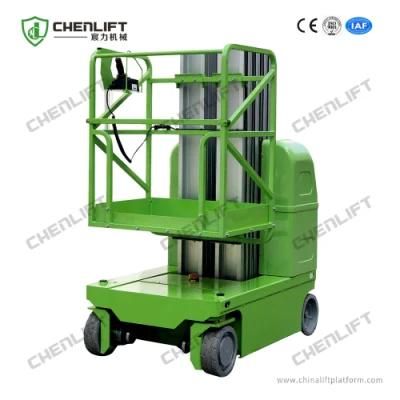 9.5m Working Height Self-Propelled Double Mast Vertical Lift with Hydraulic Turning Wheel