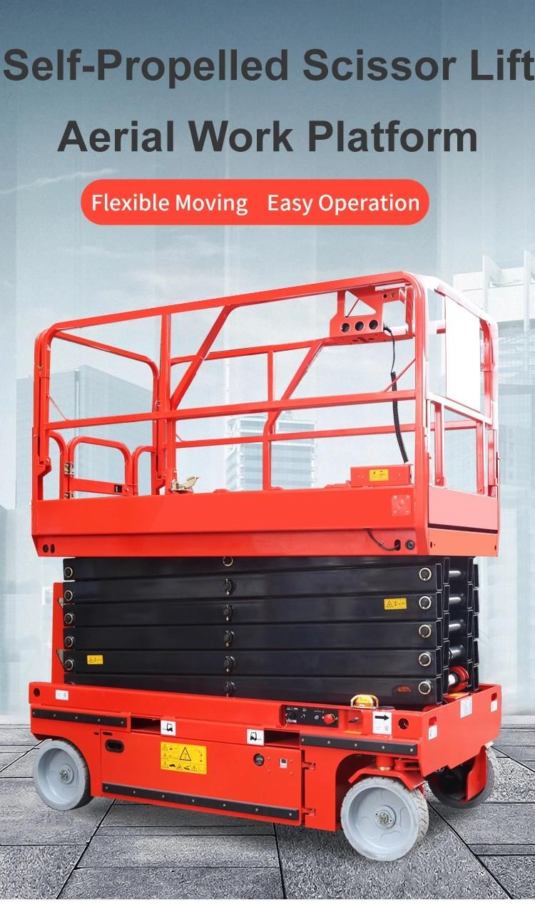 Electric Self Propelled Scissor Lift Battery Powered Mobile Lift Table