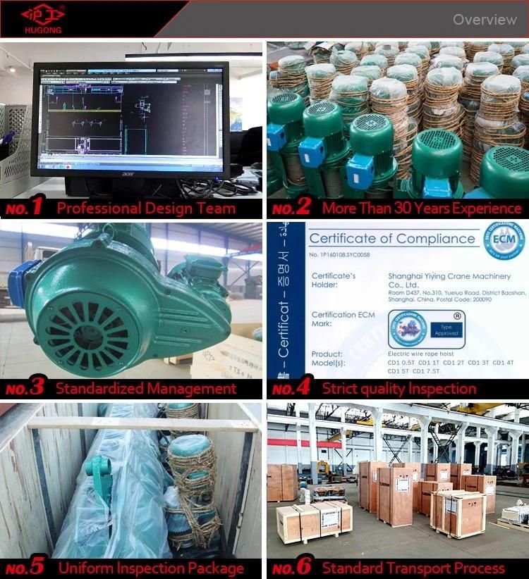 China Manufacture of Wire Rope Hoist with Electric Trolley
