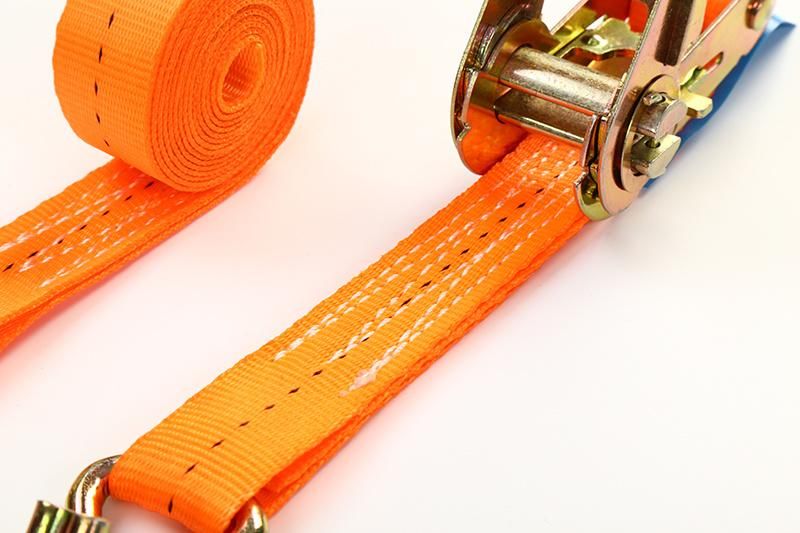 25mm 1" LC500kg Cargo Lashing Belt Ratchet Tie Down Strap with Double J Hooks