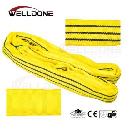 3 Ton 3m or OEM Length Polyester 3t Raw Material Belt Round Lifting Sling with Yellow Color Safety Factor 8: 1 7: 1