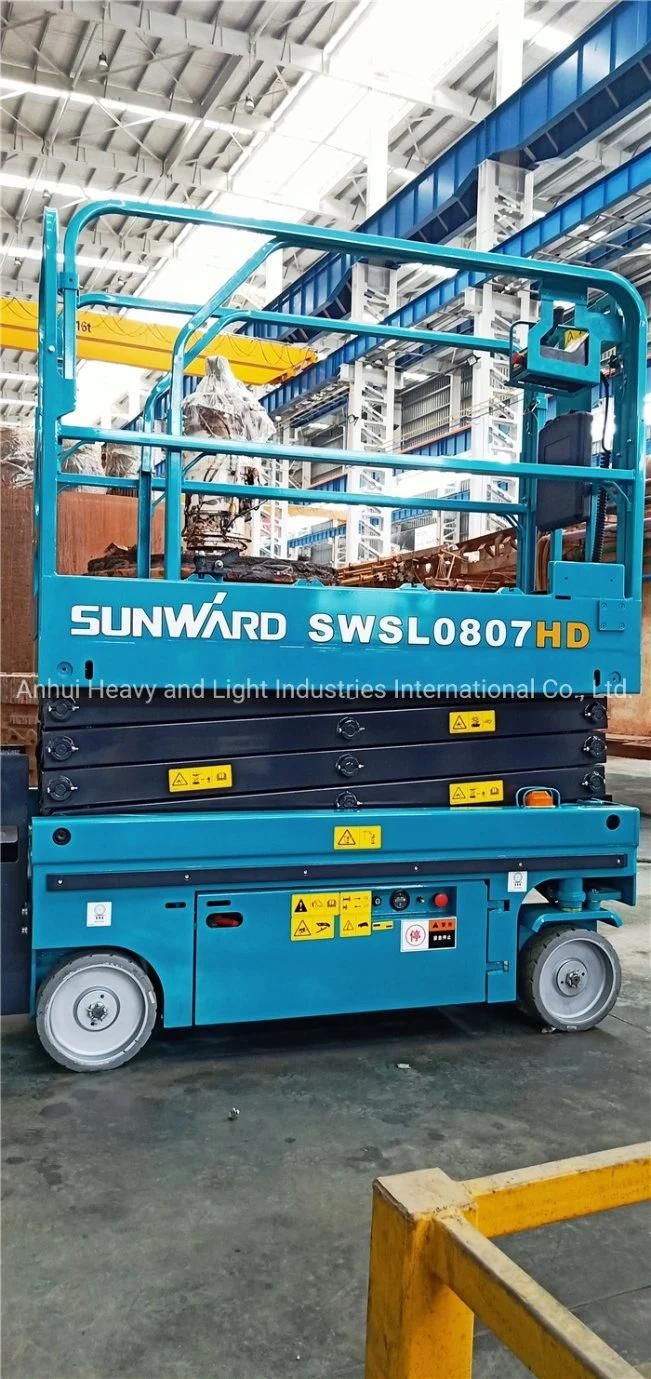 Sunward Self Propelled 8m Hydraulic Mobile Scissor Lift Table Swsl0807HD