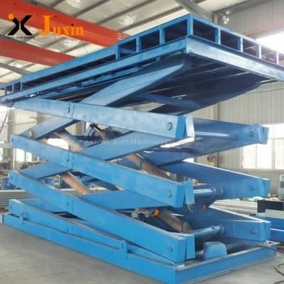 OEM Warehouse Hydraulic Vertical Stationary Scissor Goods Lift with Foldable Guardrail