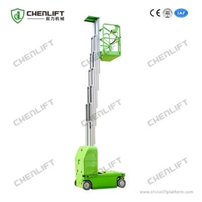 CE Approved 7.5m Working Height Double Mast Vertical Lift with Hydraulic Turning Wheel