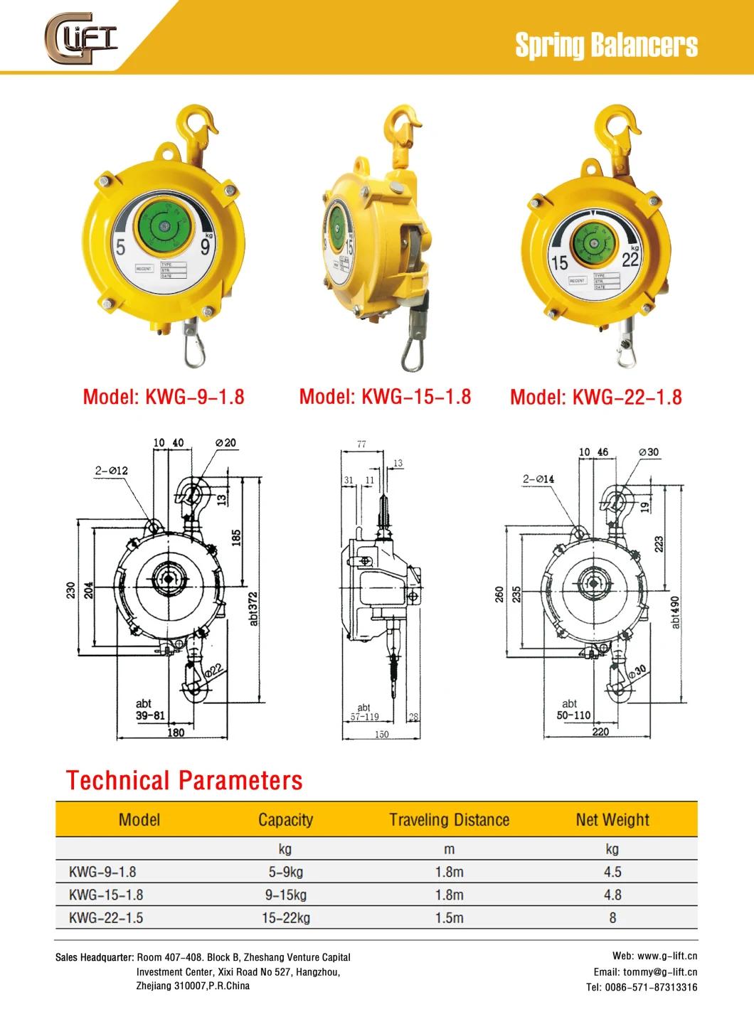 Kwg Spring Balancer 5-22kgs Self-Locking Crane Tension Spring Balance