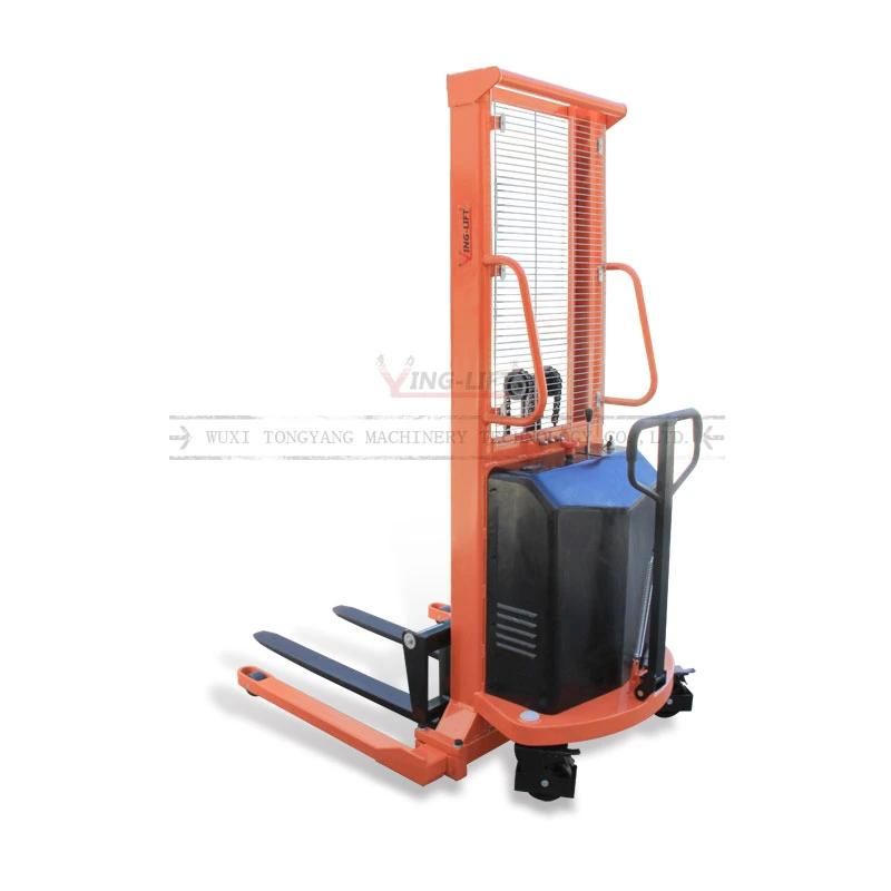 1.6m Automatic Adjustable Wide Width Fork Hydraulic Semi Electric Pallet Stacker