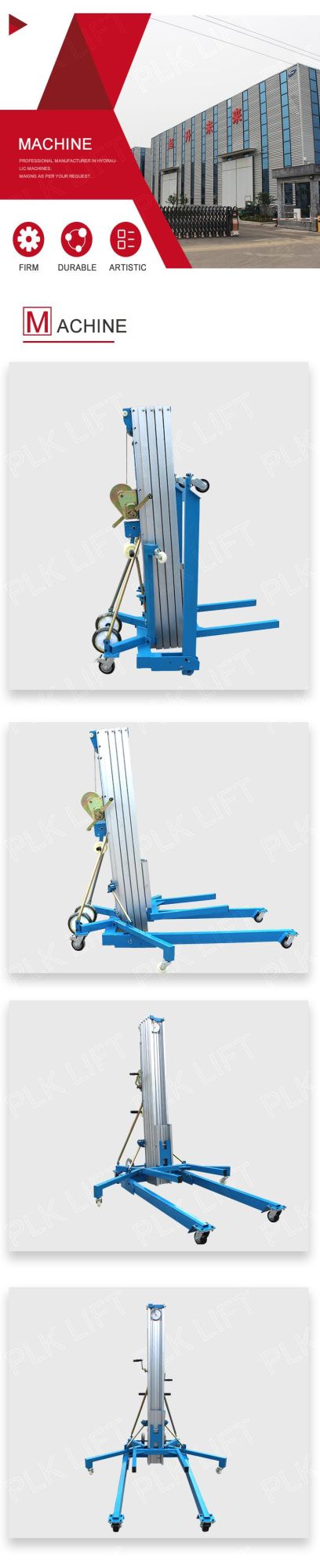 High Quality Manual Aluminum Alloy Work Platform Lift
