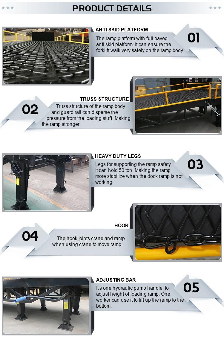 3 Sections Folding Container Loading Mobile Dock Ramp for Sale
