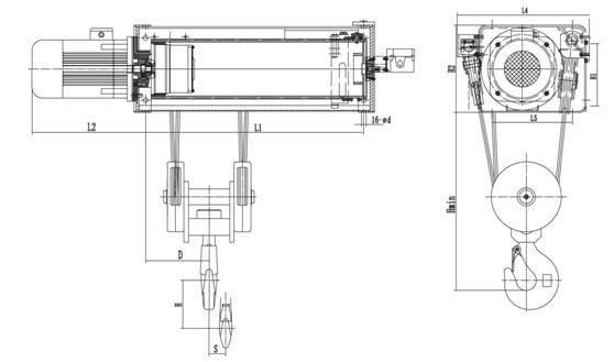 Hot Sale DIN Standard Electric Foot-Mounted Wire Rope Hoist