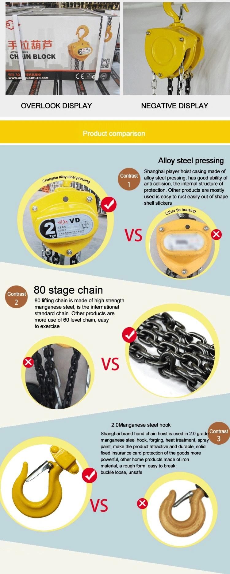 Double Bearing Hsz-Vd Manual Chain Hoist Chain Block Made in China