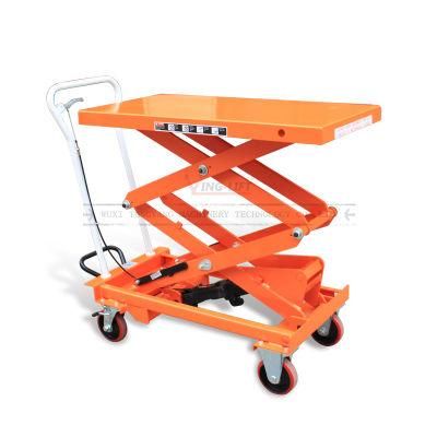 Pedal Lifting Mobile Hydraulic Scissor Lift Table Manual Trolley