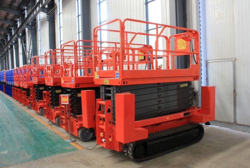 Heavy Duty Rough Terrain Man Electric Hydraulic Battery Self Propelled Crawler Mobile Scissor Lift