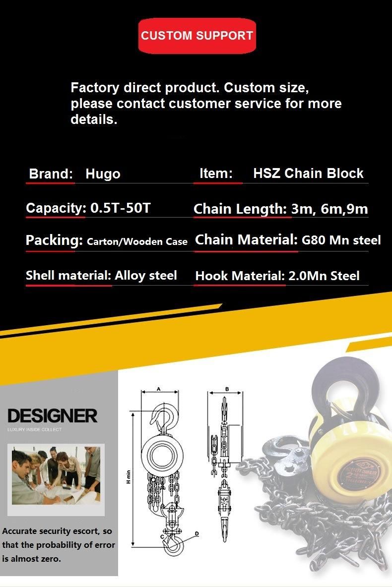 China Factory Price High Quality 5t Hsz Manual Chain Hoist