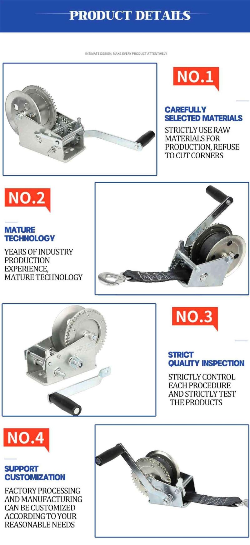 Windlass Steel Cable / Wire Rope Manual Hand Winch