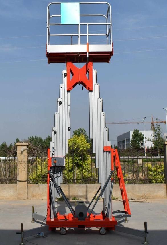 Electric Hydraulic Battery Aluminum Vertical Mast Lift Two One Man Lift with CE Certificate