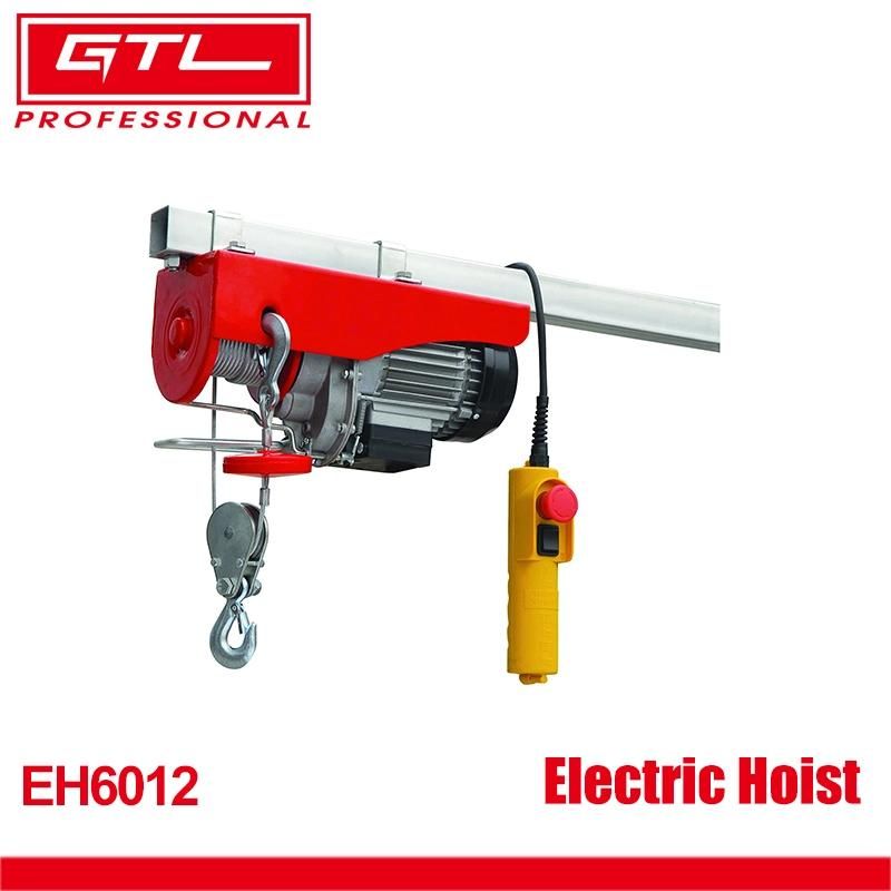 Electric Hoist Crane Double Line Lift Hoist with Remote Control Power System Steel Wire Overhead Crane Garage Ceiling Pulley Winch Emergency Stop Switch(EH6012)