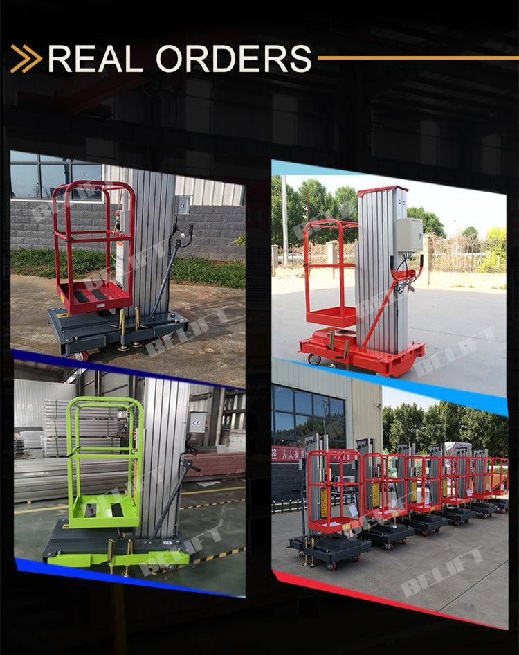 Cheap China Portable 10m Electric Aerial Work Man Mast Lift Platforms