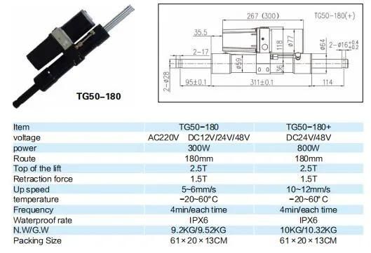 Tg50-400 Type Lifting Platform Push Rod Lifting Device Push Rod