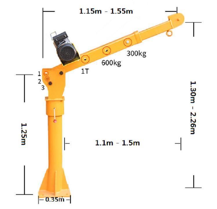 Truck Mounted 500kg 1000kg 12V 24V Pickup Truck Jib Crane