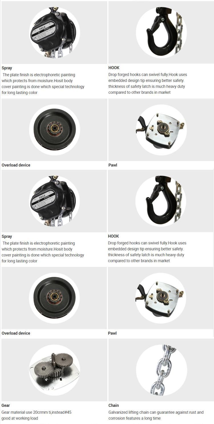 Lifting Equipment Chain Pulley Block Manual Chain Hoist and Chain Block