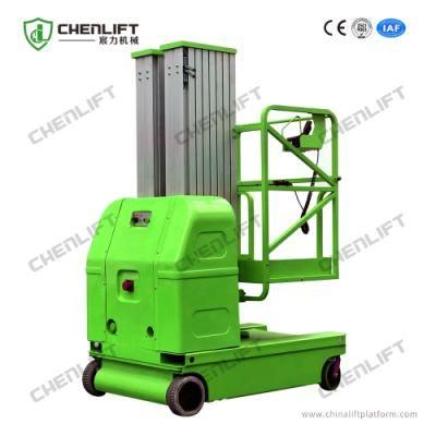 7.5m Red Self-Propelled Vertical Lift with Double Mast Swivel Type Wheel 200kg Loading Capacity