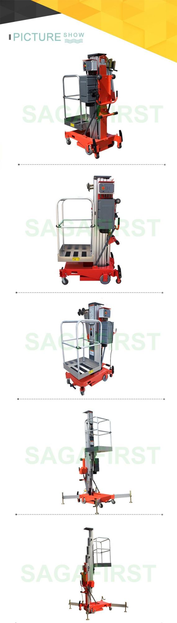 5~12m Single Mast Electric Aerial Working Lift Platform.
