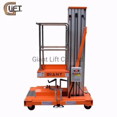 Aluminum Mast Aerial Work Platform Manual Mobile Lifting Light Platform Single Mast Vertical Aerial Man Lift Table (GTWY)
