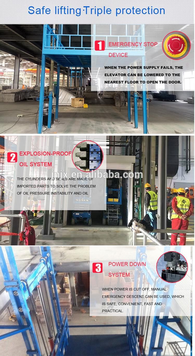 3 Years Guarantee 3t 5t 8t 10t 15t 20t Hydraulic Guide Rail Warehouse Electric Vertical Cage Cargo Goods Lift with Low Cost