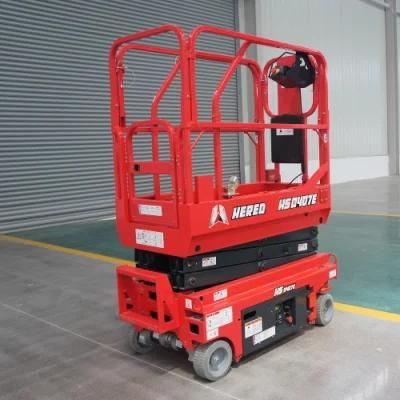 Hered Complete Electric Mini Small Narrow Indoor in House Rough Terrain Working Rubber Tracked Crawler Scissor Lift Aerial Work Platforms