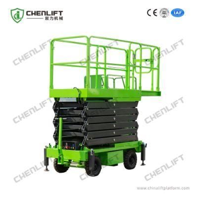 12m Lift Platform Height Manual Pushing Scissor Lift with Extension Platform