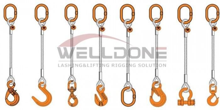Safety Galvanized Steel Wire Rope Lifting Sling with 2 Hooks
