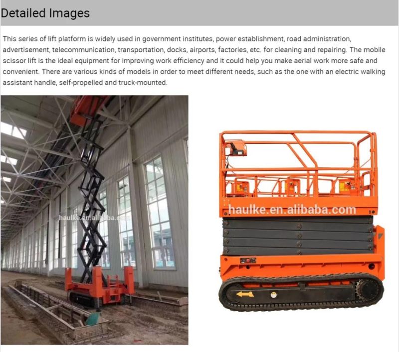 Ce ISO Approved Hydraulic Insulated Tracked Electric Crawler Skylift Scissor Lift for Sale