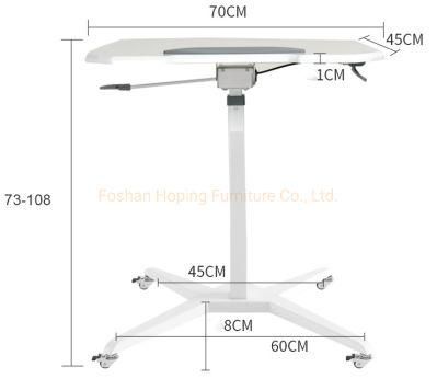 Small Table for Living Room Manual Patented Screw Rod Movable Lifting Side Table with 30 Angled Wooden Table Top Office Furniture