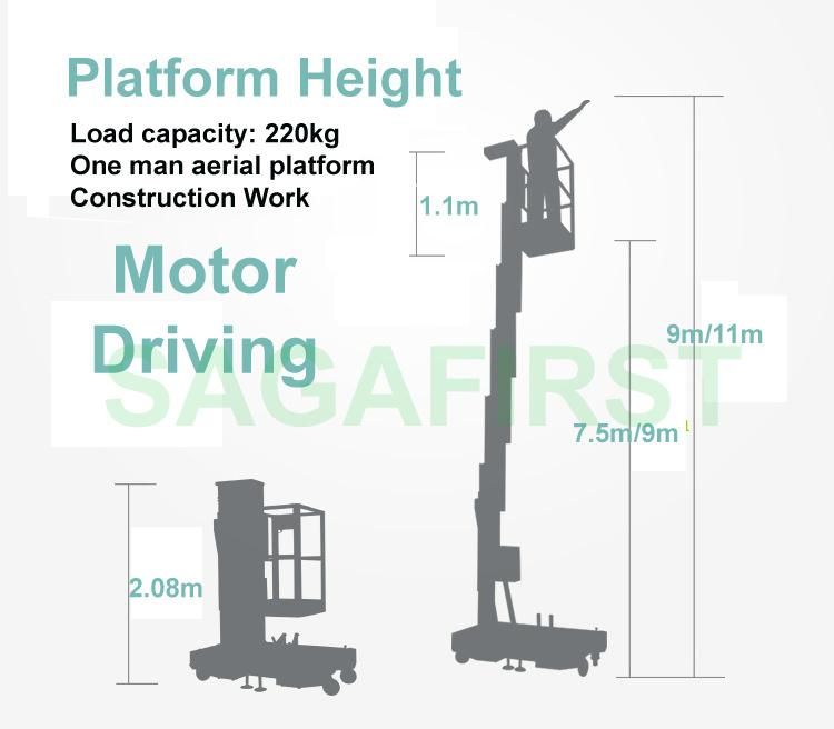 10m Trailer Mast Aerial Telescopic Manlift