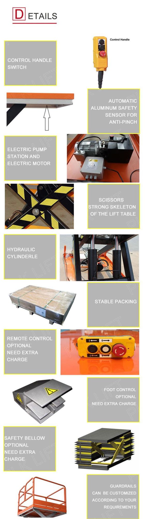 Plk 1000-4000kg Industry Scissor Lift Table Cargo Lift