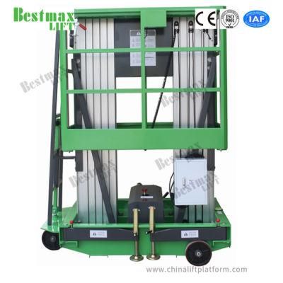 10m Platform Height Hand Pushing Double Mast Man Lift