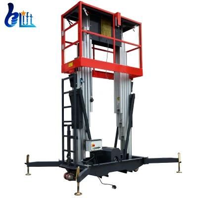 6-12m 200 Kg Load High Lift Hydraulic Dual Mast Aluminium Alloy Lifting Mechanism