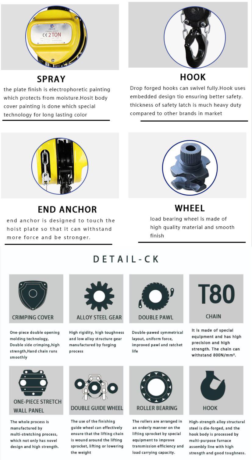 3t Manual Chain Pulling Hoist Steel Chain Block