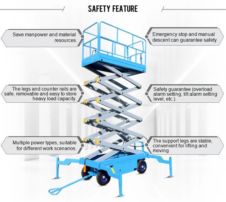 6m 8m 9m 10m 12m 14m 16m 18m Mobile Hydraulic Scissor Man Lifting Platform Lift with Battery for Sale